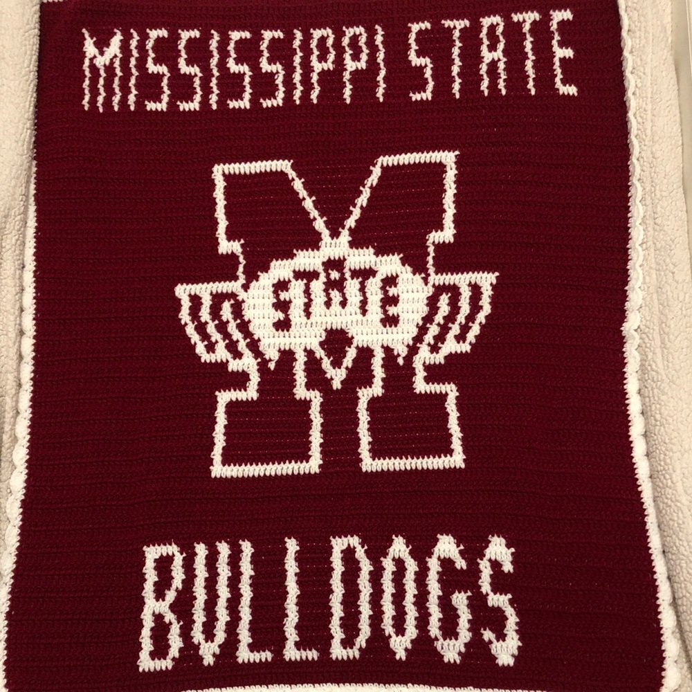 MS State Baby Afghan Handmade